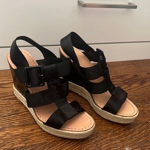 COACH BLACK NYLON WEDGES SIZE 8.5